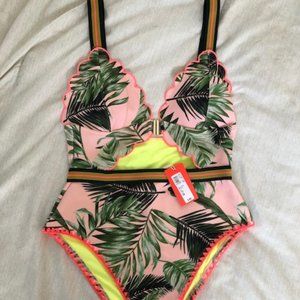 River Island Pink Tropical Swimsuit - Never worn